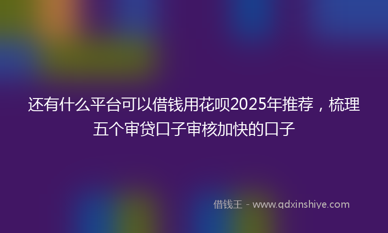 还有什么平台可以借钱用花呗2025年推荐，梳理五个审贷口子审核加快的口子