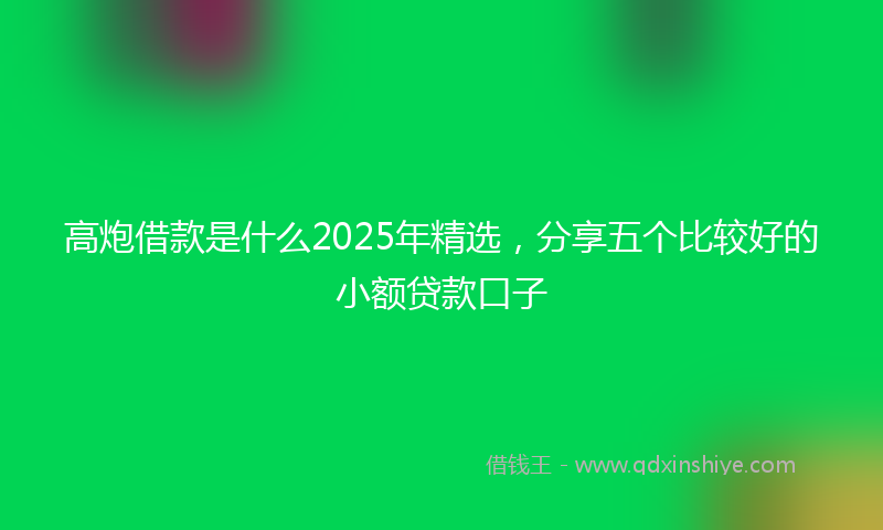 高炮借款是什么2025年精选，分享五个比较好的小额贷款口子