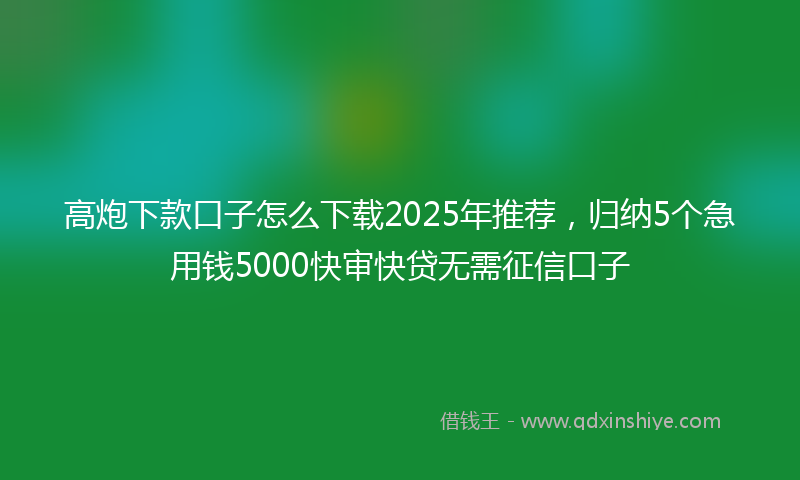 高炮下款口子怎么下载2025年推荐，归纳5个急用钱5000快审快贷无需征信口子