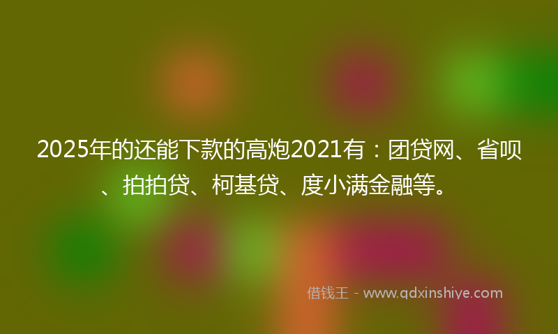 2025年的还能下款的高炮2021有：团贷网、省呗、拍拍贷、柯基贷、度小满金融等。