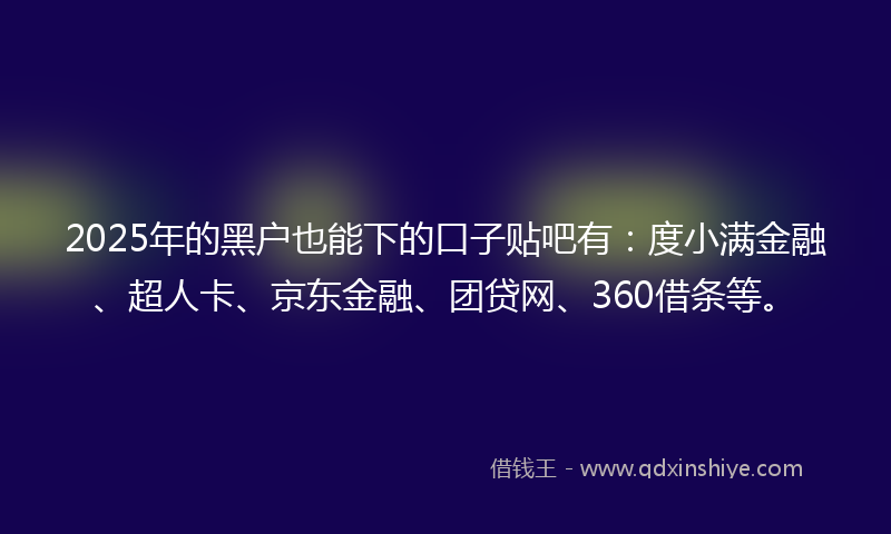 2025年的黑户也能下的口子贴吧有：度小满金融、超人卡、京东金融、团贷网、360借条等。