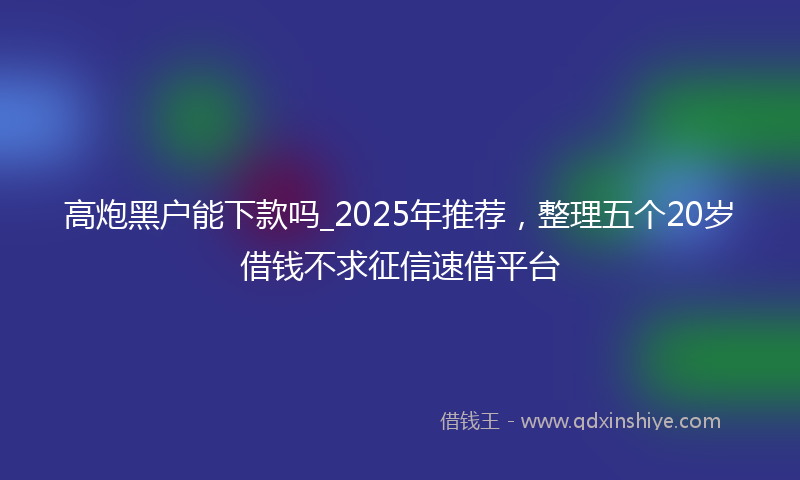 高炮黑户能下款吗_2025年推荐，整理五个20岁借钱不求征信速借平台