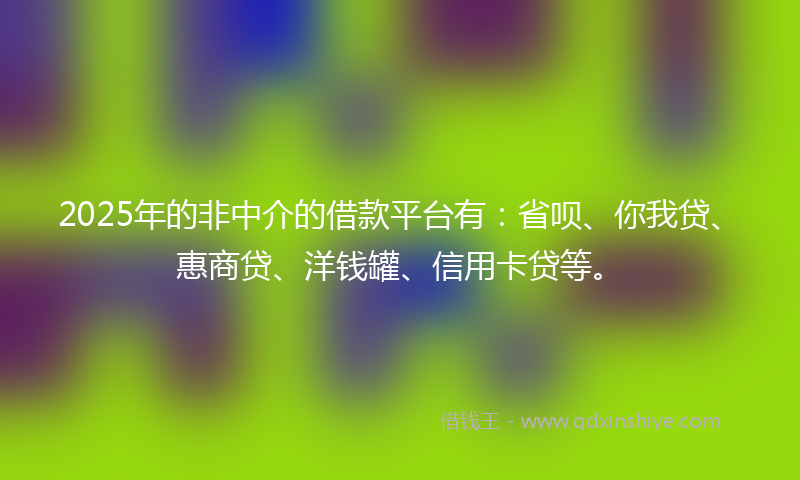 2025年的非中介的借款平台有：省呗、你我贷、惠商贷、洋钱罐、信用卡贷等。