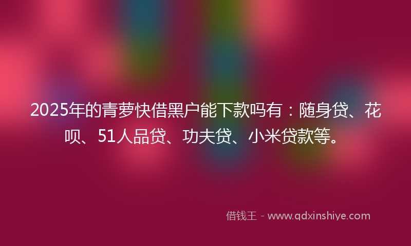 2025年的青萝快借黑户能下款吗有：随身贷、花呗、51人品贷、功夫贷、小米贷款等。