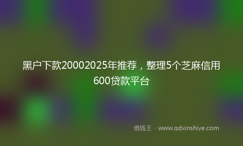 黑户下款20002025年推荐，整理5个芝麻信用600贷款平台