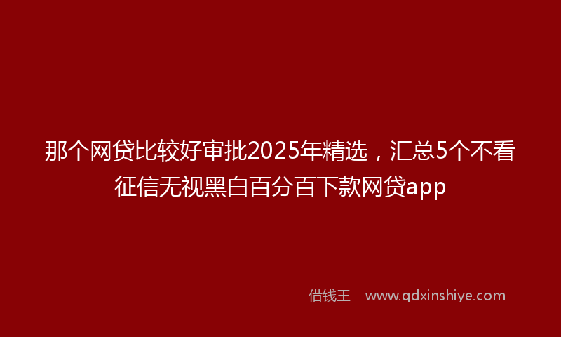 那个网贷比较好审批2025年精选，汇总5个不看征信无视黑白百分百下款网贷app