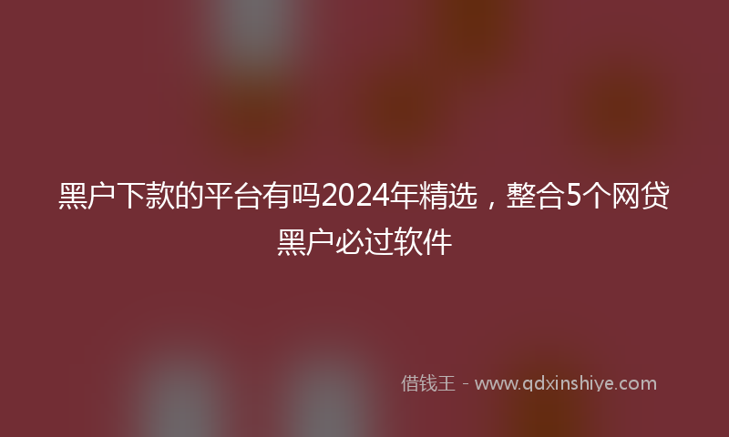 黑户下款的平台有吗2024年精选，整合5个网贷黑户必过软件