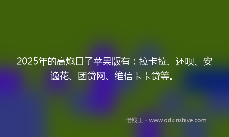 2025年的高炮口子苹果版有：拉卡拉、还呗、安逸花、团贷网、维信卡卡贷等。