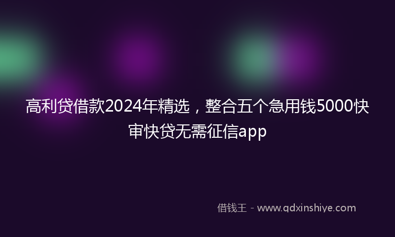 高利贷借款2024年精选，整合五个急用钱5000快审快贷无需征信app