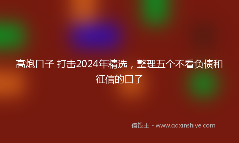 高炮口子 打击2024年精选，整理五个不看负债和征信的口子