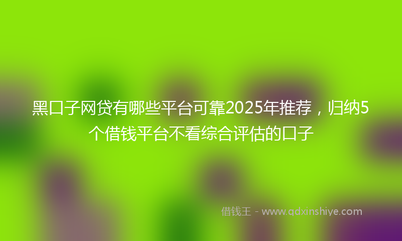 黑口子网贷有哪些平台可靠2025年推荐，归纳5个借钱平台不看综合评估的口子