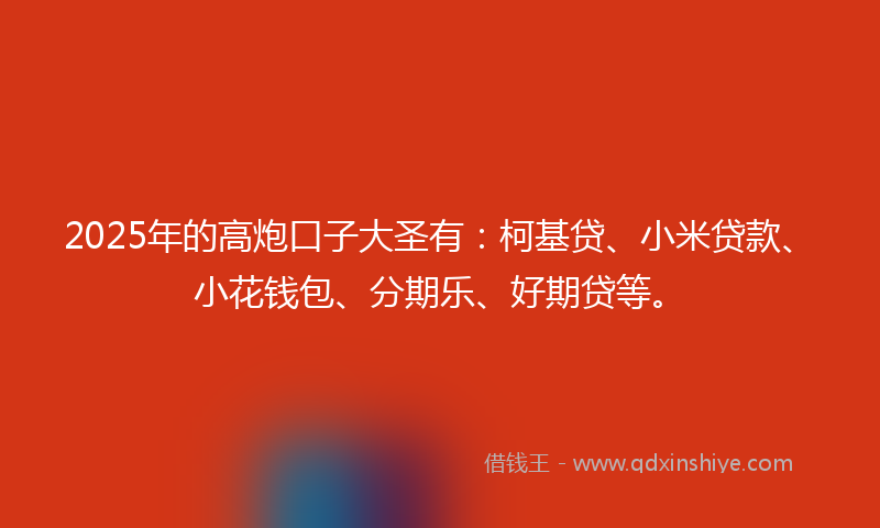 2025年的高炮口子大圣有：柯基贷、小米贷款、小花钱包、分期乐、好期贷等。