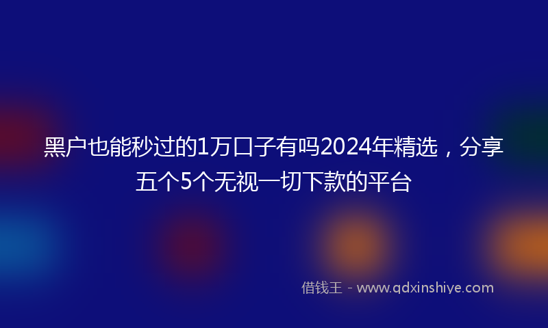 黑户也能秒过的1万口子有吗2024年精选，分享五个5个无视一切下款的平台