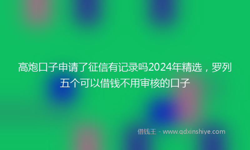 高炮口子申请了征信有记录吗2024年精选，罗列五个可以借钱不用审核的口子