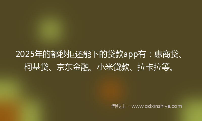 2025年的都秒拒还能下的贷款app有：惠商贷、柯基贷、京东金融、小米贷款、拉卡拉等。
