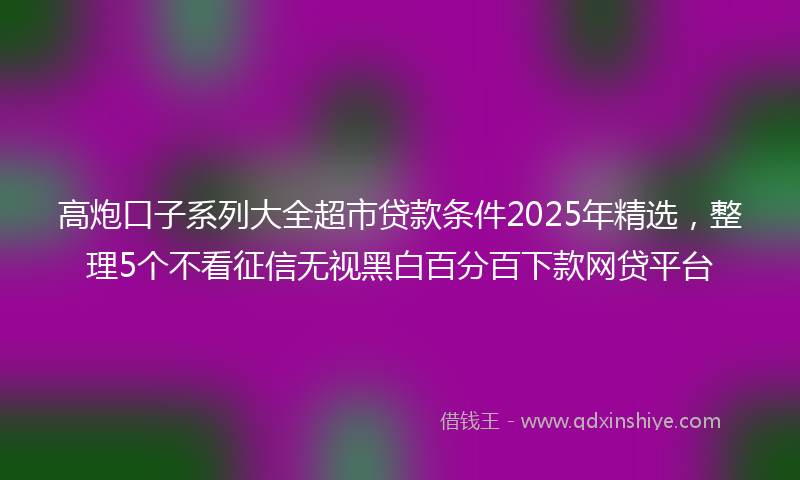 高炮口子系列大全超市贷款条件2025年精选，整理5个不看征信无视黑白百分百下款网贷平台
