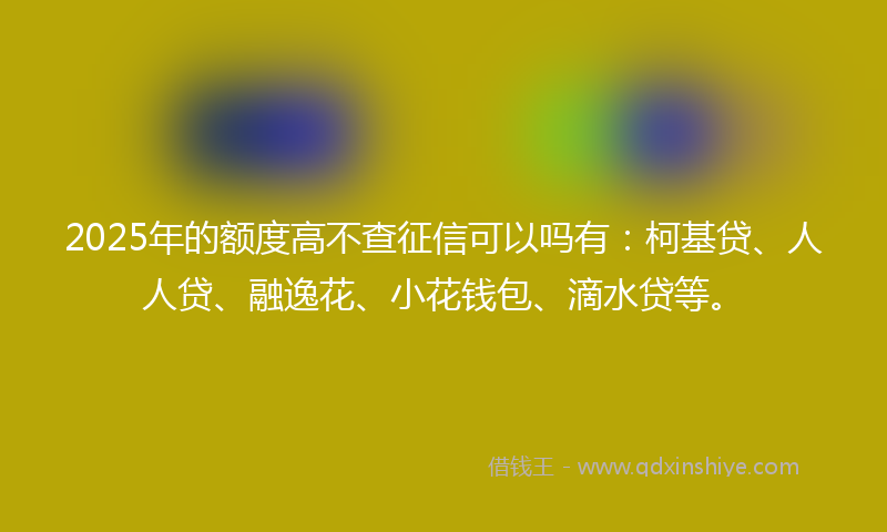 2025年的额度高不查征信可以吗有：柯基贷、人人贷、融逸花、小花钱包、滴水贷等。