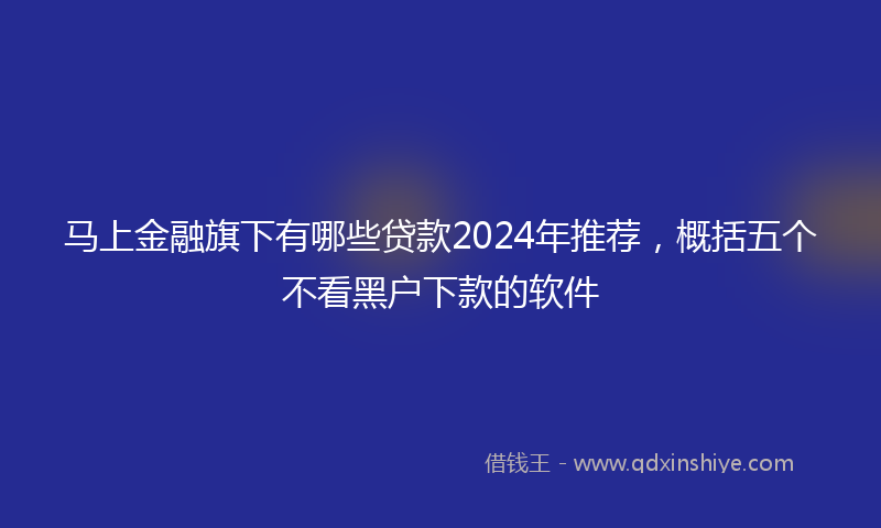 马上金融旗下有哪些贷款2024年推荐，概括五个不看黑户下款的软件