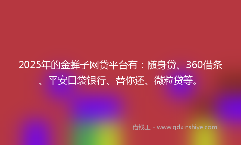 2025年的金蝉子网贷平台有：随身贷、360借条、平安口袋银行、替你还、微粒贷等。