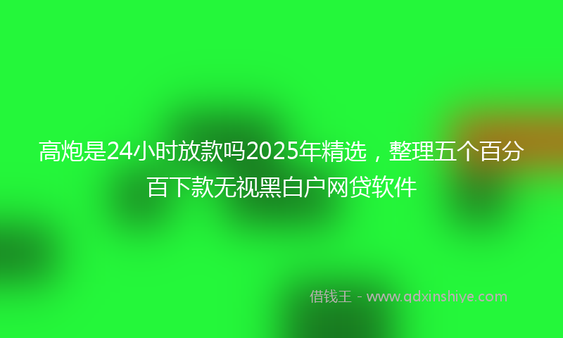 高炮是24小时放款吗2025年精选，整理五个百分百下款无视黑白户网贷软件