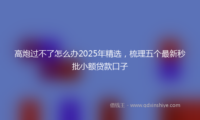 高炮过不了怎么办2025年精选，梳理五个最新秒批小额贷款口子