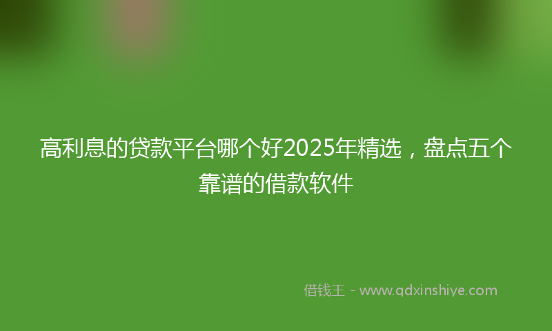 高利息的贷款平台哪个好2025年精选，盘点五个靠谱的借款软件