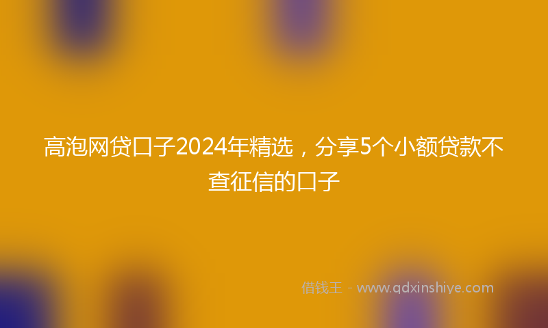 高泡网贷口子2024年精选，分享5个小额贷款不查征信的口子