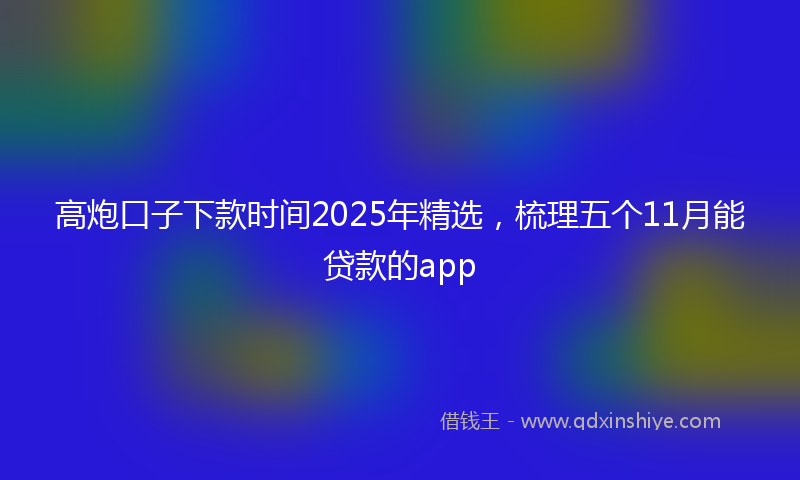 高炮口子下款时间2025年精选，梳理五个11月能贷款的app