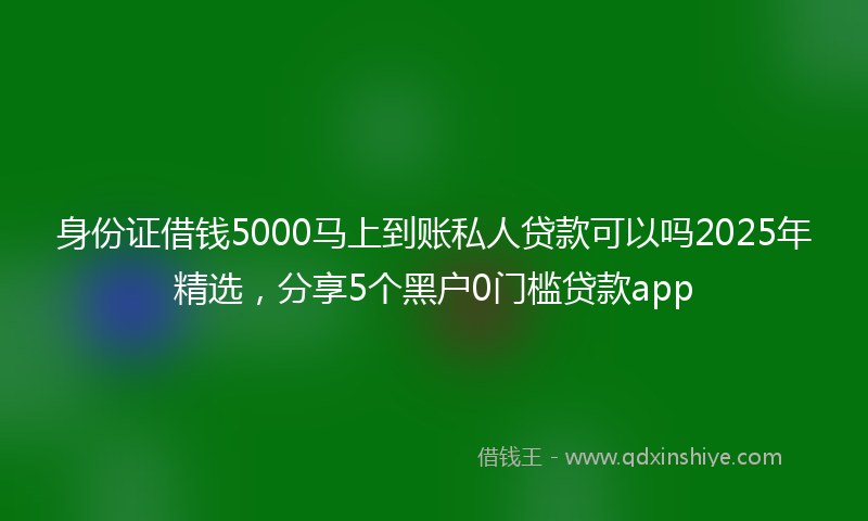 身份证借钱5000马上到账私人贷款可以吗2025年精选，分享5个黑户0门槛贷款app