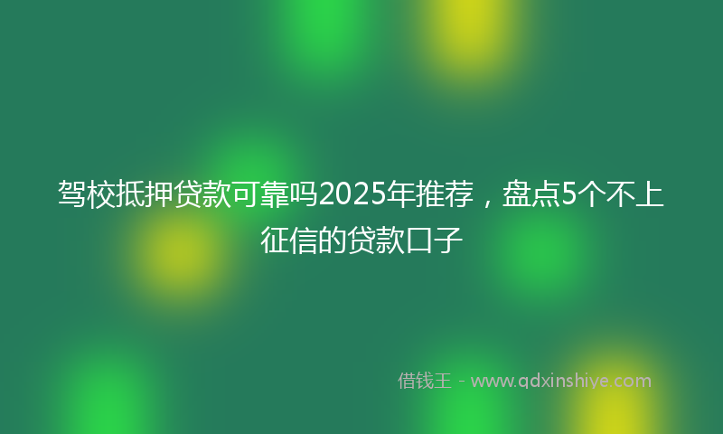 驾校抵押贷款可靠吗2025年推荐，盘点5个不上征信的贷款口子