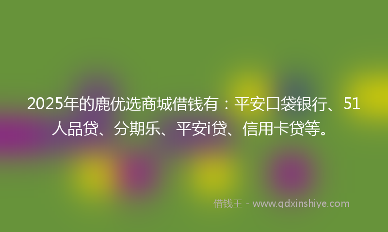 2025年的鹿优选商城借钱有：平安口袋银行、51人品贷、分期乐、平安i贷、信用卡贷等。