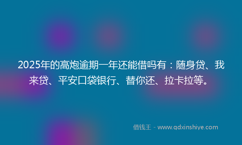 2025年的高炮逾期一年还能借吗有：随身贷、我来贷、平安口袋银行、替你还、拉卡拉等。