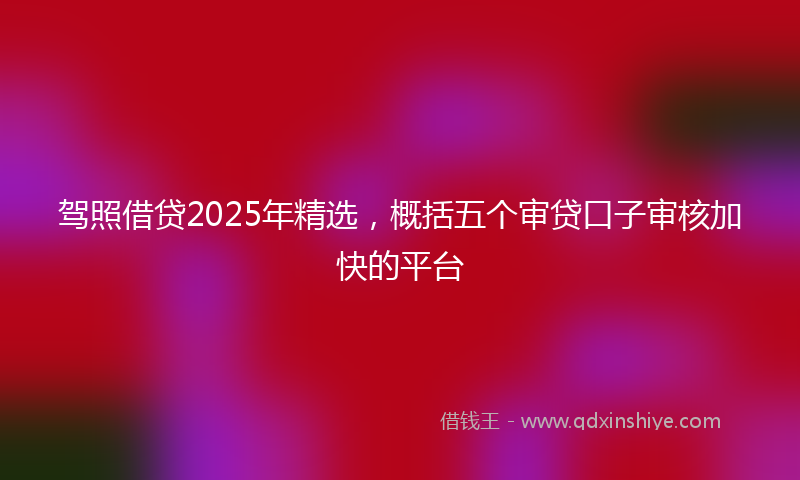 驾照借贷2025年精选，概括五个审贷口子审核加快的平台