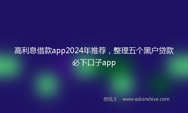 高利息借款app2024年推荐，整理五个黑户贷款必下口子app