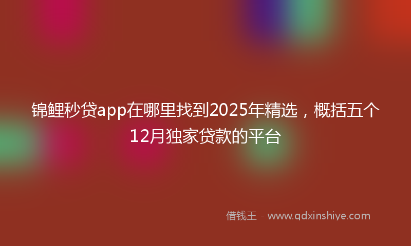 锦鲤秒贷app在哪里找到2025年精选，概括五个12月独家贷款的平台