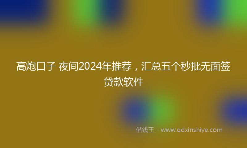 高炮口子 夜间2024年推荐，汇总五个秒批无面签贷款软件