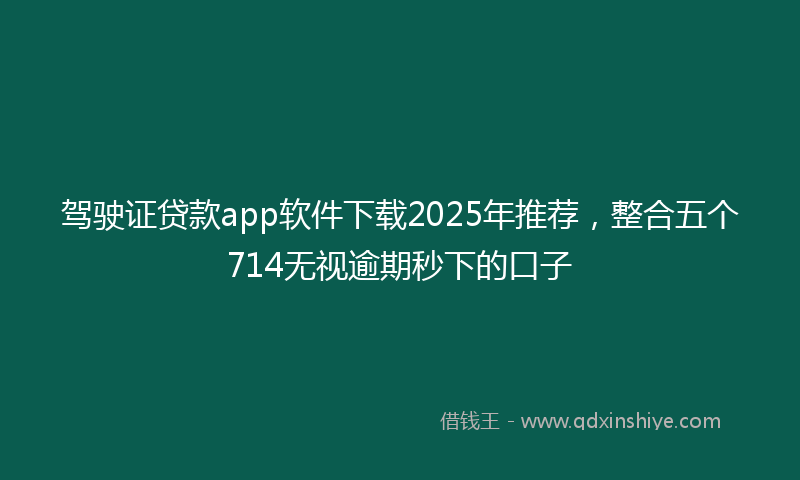 驾驶证贷款app软件下载2025年推荐，整合五个714无视逾期秒下的口子