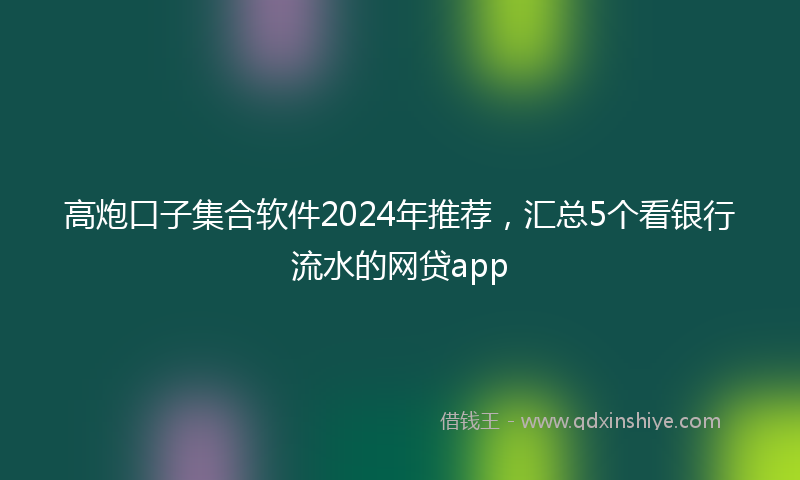 高炮口子集合软件2024年推荐，汇总5个看银行流水的网贷app