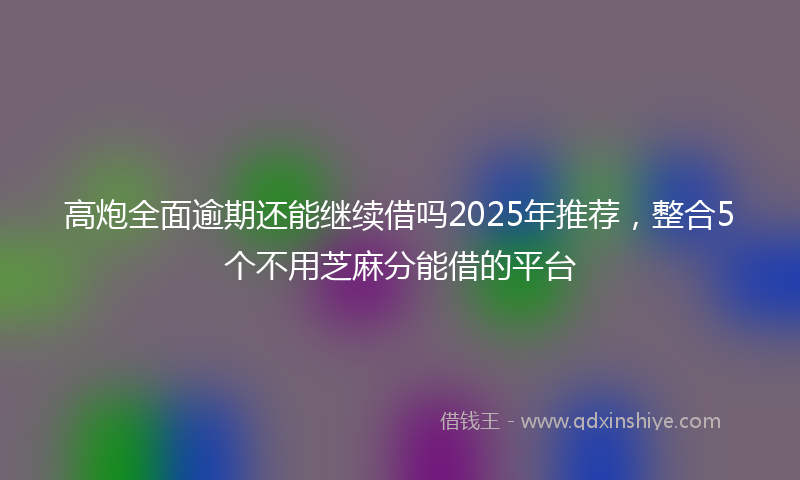 高炮全面逾期还能继续借吗2025年推荐，整合5个不用芝麻分能借的平台