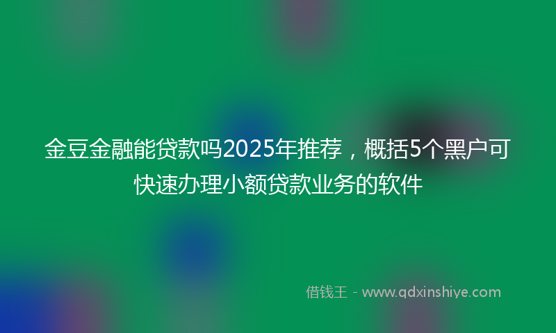 金豆金融能贷款吗2025年推荐，概括5个黑户可快速办理小额贷款业务的软件