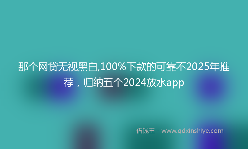 那个网贷无视黑白,100%下款的可靠不2025年推荐，归纳五个2024放水app