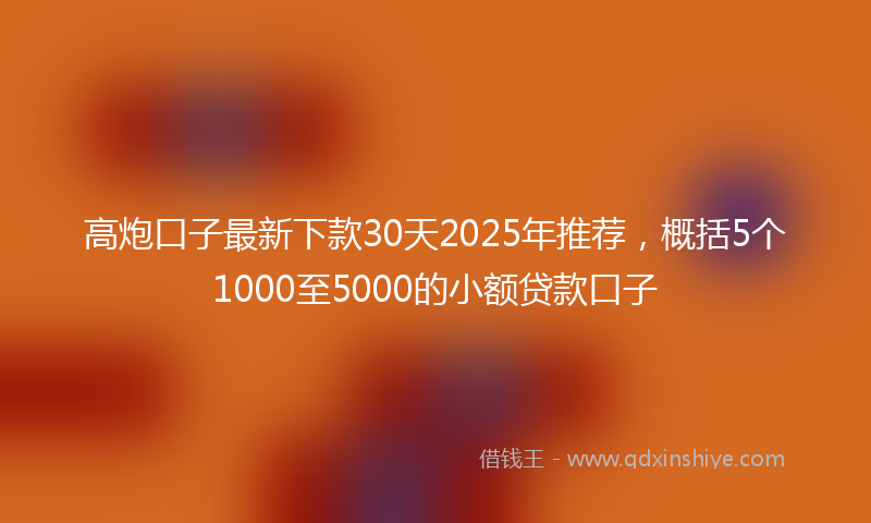 高炮口子最新下款30天2025年推荐，概括5个1000至5000的小额贷款口子