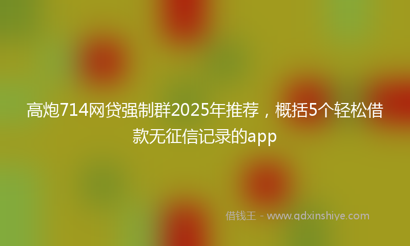 高炮714网贷强制群2025年推荐，概括5个轻松借款无征信记录的app