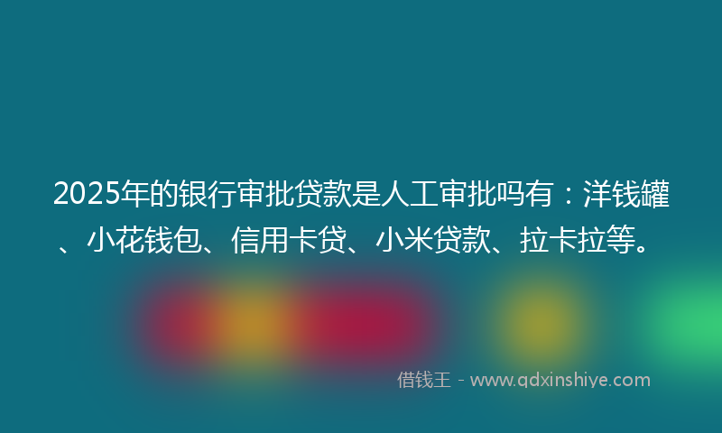 2025年的银行审批贷款是人工审批吗有：洋钱罐、小花钱包、信用卡贷、小米贷款、拉卡拉等。