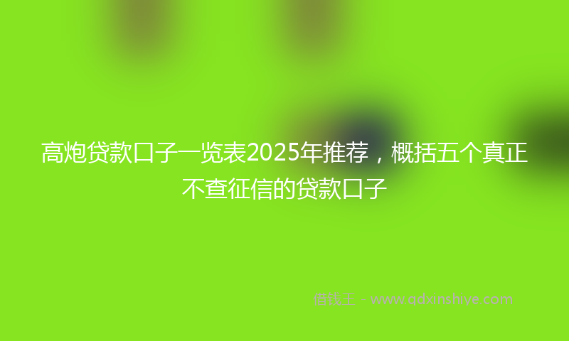 高炮贷款口子一览表2025年推荐，概括五个真正不查征信的贷款口子