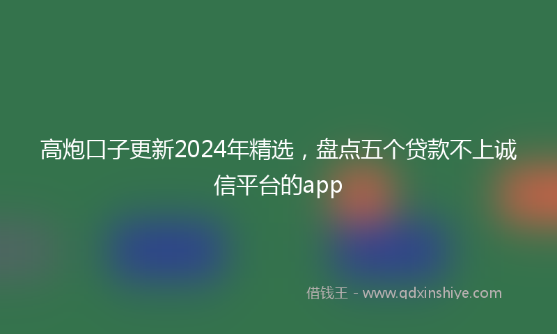 高炮口子更新2024年精选，盘点五个贷款不上诚信平台的app