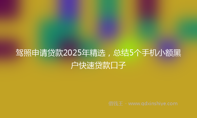 驾照申请贷款2025年精选，总结5个手机小额黑户快速贷款口子