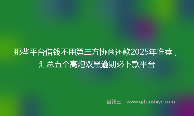 那些平台借钱不用第三方协商还款2025年推荐，汇总五个高炮双黑逾期必下款平台