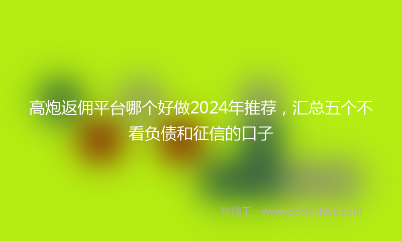 高炮返佣平台哪个好做2024年推荐，汇总五个不看负债和征信的口子