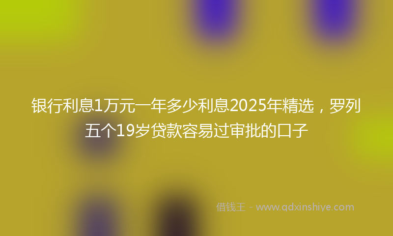 银行利息1万元一年多少利息2025年精选，罗列五个19岁贷款容易过审批的口子